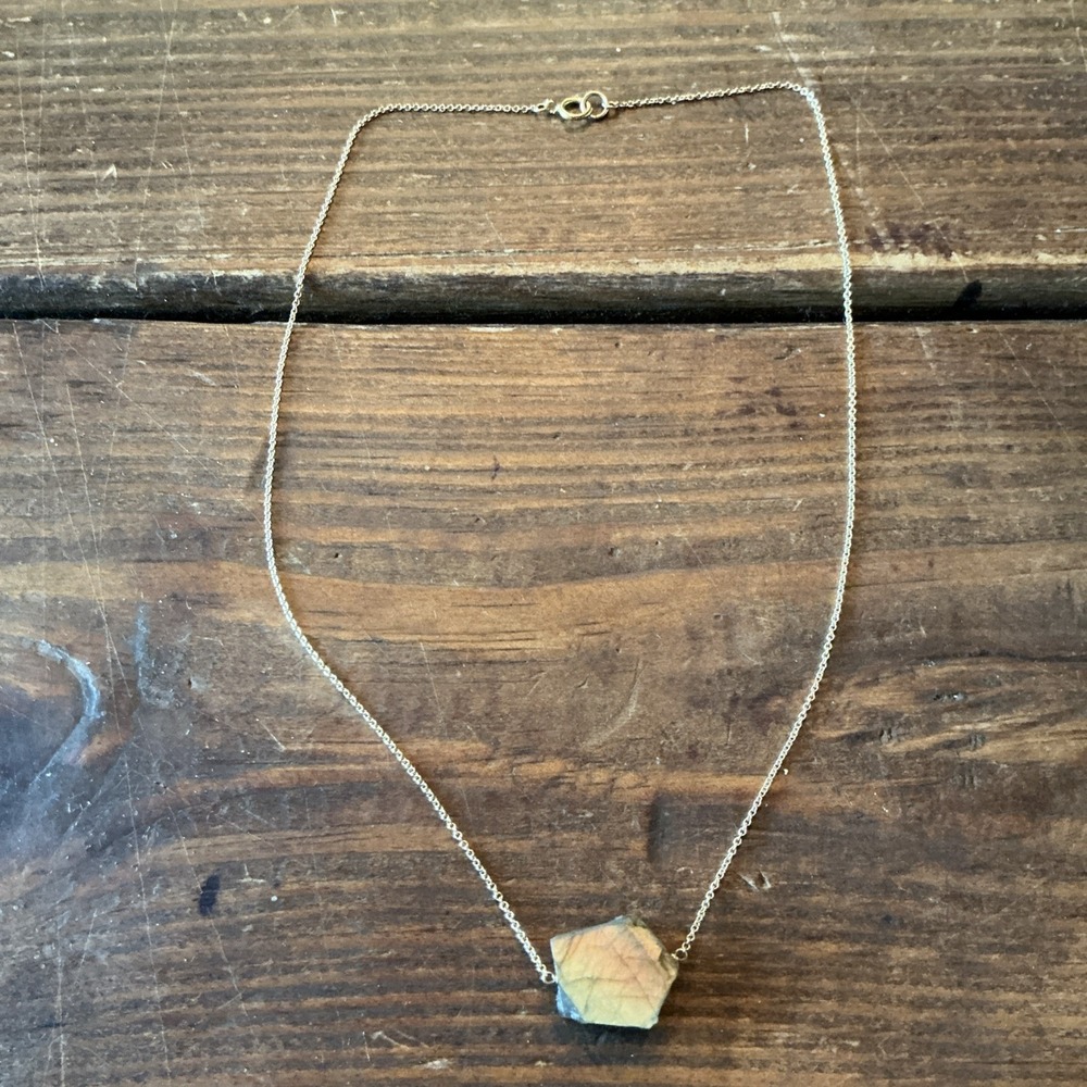 Labradorite Crystal Pendant Necklace, 1/20 14K Gold filled‎ 16" Chain